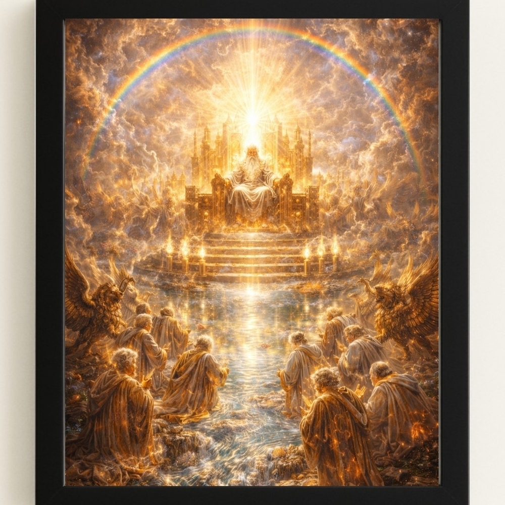 The throne room of God (Revelation 4) In A Glass Front Frame 8x10